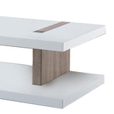 Benzara Rectangular Wooden Coffee Table with Sled Base, White and Brown BM204172 White and Brown MDF, Wood and Metal BM204172