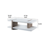 Benzara Rectangular Wooden Coffee Table with Sled Base, White and Brown BM204172 White and Brown MDF, Wood and Metal BM204172