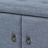 Benzara Fabric Upholstered Shoe Storage Bench with Button Tufted Seating, Blue BM204192 Blue Wood and Fabric BM204192