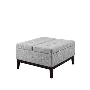 Benzara Fabric Upholstered Tufted Square Storage Coffee Table, Black and Gray BM204200 Black and Gray Wood and Fabric BM204200