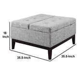 Benzara Fabric Upholstered Tufted Square Storage Coffee Table, Black and Gray BM204200 Black and Gray Wood and Fabric BM204200