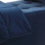 Benzara Button Tufted Wooden Storage Bench with Pillow and Blanket, Blue BM204201 Blue Wood and Fabric BM204201