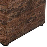 Benzara Leatherette Marble Pattern Wooden Ottoman with Hidden tray, Brown BM204207 Brown Wood and Leatherette BM204207