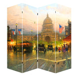 Capitol Hill Street Print Canvas 4 Panel Room Divider , Multicolor