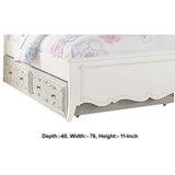 Benzara Twin Size Wooden Trundle Bed with Caster Wheels, White BM204308 White Wood BM204308