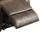 Benzara Leather Upholstered Metal Rocker Reclining Chair, Brown BM204345 Brown Metal and Faux Leather BM204345