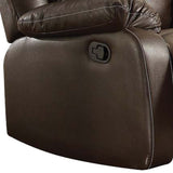 Benzara Leather Upholstered Metal Rocker Reclining Chair, Brown BM204345 Brown Metal and Faux Leather BM204345