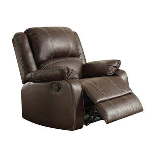 Benzara Leather Upholstered Metal Rocker Reclining Chair, Brown BM204345 Brown Metal and Faux Leather BM204345