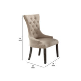 Benzara Wooden Dining Chairs with Button Tufting, Set of Two, Beige and Brown BM204352 Beige and Brown Wood and Fabric BM204352