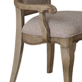 Benzara Wooden Arm Chairs with Button Tufting, Set of Two, Gray and Brown BM204359 Gray and Brown Wood and Fabric BM204359