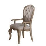 Benzara Wooden Arm Chairs with Button Tufting, Set of Two, Gray and Brown BM204359 Gray and Brown Wood and Fabric BM204359