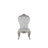 Benzara Wooden Side Chairs with Button Tufting, Set of Two, Cream and White BM204361 Cream and White Wood and Fabric BM204361