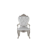 Benzara Wooden Arm Chairs with Button Tufting, Set of Two, Cream and White BM204362 Cream and White Wood and Fabric BM204362