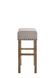 Benzara Fabric Upholstered Wooden Counter Height Stool,Set of 2,Brown and Gray BM204368 Brown and Gray Wood, Veneer and Fabric BM204368