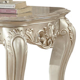 Benzara Traditional Style Marble Top End Table with Poly Resin Engravings,Gold BM204371 Gold Wood, Poly Resin and Marble BM204371