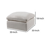 Benzara Contemporary Style Fabric Upholstered Modular Ottoman, White BM204424 White Linen, Wood, and Foam BM204424