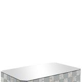 Benzara Wooden Coffee Table with Checkered Pattern Mirror Insets, Silver BM204470 Silver Mirror, Composite Wood BM204470