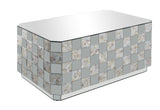 Benzara Wooden Coffee Table with Checkered Pattern Mirror Insets, Silver BM204470 Silver Mirror, Composite Wood BM204470