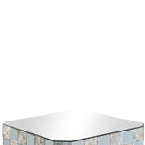 Benzara Wooden End Table with Checkered Pattern Mirror Insets, Silver BM204471 Silver Mirror, Composite Wood BM204471