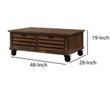 Benzara Wooden Coffee Table with Drop Down Storage and Caster Wheels, Brown BM204474 Brown Wood, Composite Wood BM204474