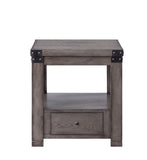 Benzara Wooden End Table with Open Bottom Shelf and One Drawer, Gray BM204478 Gray Wood, Composite Wood BM204478