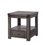 Wooden End Table with Open Bottom Shelf and One Drawer, Gray