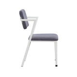 Benzara Fabric Upholstered Metal Dining Chair, Set of 2, White and Gray BM204482 White and Gray Metal and Fabric BM204482