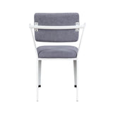 Benzara Fabric Upholstered Metal Dining Chair, Set of 2, White and Gray BM204482 White and Gray Metal and Fabric BM204482