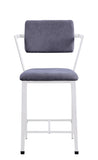 Benzara Industrial Style Metal Counter Height Chair, Set of 2, White and Gray BM204483 White and Gray Metal and Fabric BM204483