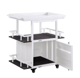 Benzara Industrial Style Metal Serving Cart with Casters, White BM204485 White Metal, Wood and Veneer BM204485