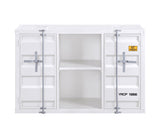 Benzara Industrial Metal Server with 2 Door Cabinet and 2 Open Shelves, White BM204486 White Metal BM204486