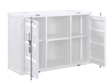 Benzara Industrial Metal Server with 2 Door Cabinet and 2 Open Shelves, White BM204486 White Metal BM204486