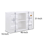 Benzara Industrial Metal Server with 2 Door Cabinet and 2 Open Shelves, White BM204486 White Metal BM204486