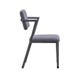 Benzara Fabric Upholstered Metal Dining Chair, Set of 2, Gray and Black BM204487 Gray Metal and Fabric BM204487