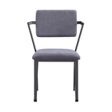 Benzara Fabric Upholstered Metal Dining Chair, Set of 2, Gray and Black BM204487 Gray Metal and Fabric BM204487