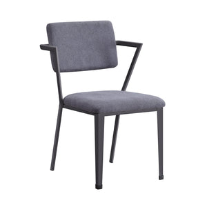 Benzara Fabric Upholstered Metal Dining Chair, Set of 2, Gray and Black BM204487 Gray Metal and Fabric BM204487