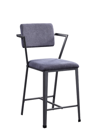 Benzara Fabric Upholstered Metal Counter Height Chair, Set of 2,Gray and Black BM204488 Gray Metal and Fabric BM204488