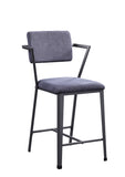 Fabric Upholstered Metal Counter Height Chair, Set of 2,Gray and Black