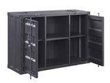 Benzara Industrial Metal Server with 2 Door Cabinet and 2 Open Shelves, Gray BM204491 Gray Metal BM204491