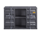 Benzara Industrial Metal Server with 2 Door Cabinet and 2 Open Shelves, Gray BM204491 Gray Metal BM204491