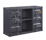 Industrial Metal Server with 2 Door Cabinet and 2 Open Shelves, Gray