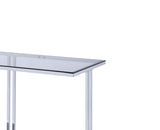 Benzara Glass Top Metal Sofa Table with Marble Bottom shelf, Silver and Clear BM204499 Silver and clear Metal, Glass, Wood and Veneer BM204499