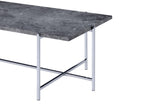 Benzara Marble Top Coffee Table with Trestle Base , Gray and Silver BM204500 Gray and Silver Metal, Faux Marble and Veneer BM204500