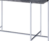 Benzara Contemporary Marble Top Sofa Table with Trestle Base , Gray and Silver BM204502 Gray and Silver Metal, Faux Marble and Veneer BM204502