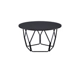 Benzara Industrial Round Top Wooden Coffee Table with Geometric Base, Black BM204505 Brown and Black Metal and Wood BM204505