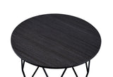 Benzara Industrial Round Top Wooden Coffee Table with Geometric Base, Black BM204505 Brown and Black Metal and Wood BM204505