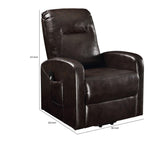 Benzara Faux Leather Upholstered Wooden Recliner with Power Lift, Brown BM204521 Brown Faux Leather, Wood and Metal BM204521