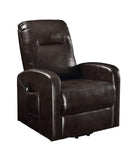 Faux Leather Upholstered Wooden Recliner with Power Lift, Brown