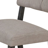 Benzara Wooden Side chair with Tufted Back, Set of 2, Brown and Gray BM204535 Brown and Gray Wood and Fabric BM204535