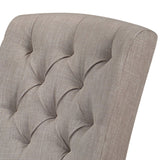 Benzara Wooden Side chair with Tufted Back, Set of 2, Brown and Gray BM204535 Brown and Gray Wood and Fabric BM204535